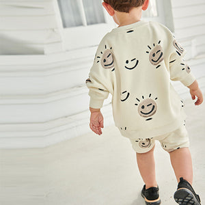 Stone All Over Print Sweatshirt and Short Jersey Set (3mths-5yrs)