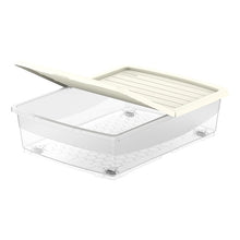 Load image into Gallery viewer, COSMOPLAST 45L Clear Plastic Underbed Storage Box with Wheels &amp; Lockable Lid
