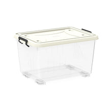 Load image into Gallery viewer, COSMOPLAST 22L Clear Plastic Storage Box with wheels &amp; Lockable Lid

