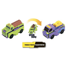 Load image into Gallery viewer, 2-in-1 TransRacers - Construction Vehicle -Log Truck &amp; Transporter
