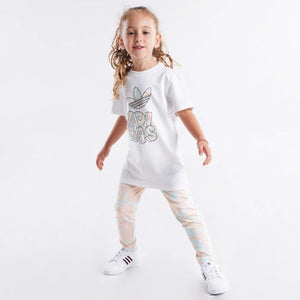 MARBLE PRINT TEE DRESS AND TIGHTS SET - Allsport