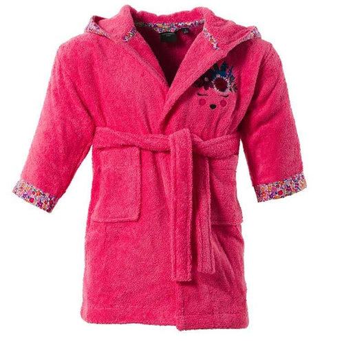 Peignoir enfant brodé biche et esprit liberty fleurs Colorful fuschia - Allsport