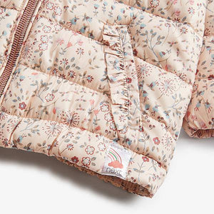 Pink Ditsy Print Shower Resistant Padded Jacket (3mths-6yrs) - Allsport