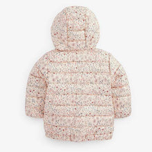 Load image into Gallery viewer, Pink Ditsy Print Shower Resistant Padded Jacket (3mths-6yrs) - Allsport
