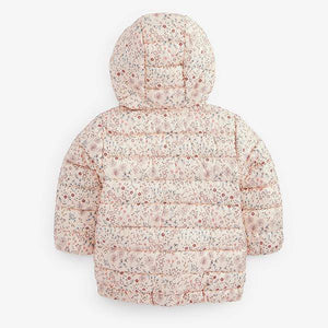 Pink Ditsy Print Shower Resistant Padded Jacket (3mths-6yrs) - Allsport