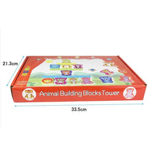 Load image into Gallery viewer, Wooden Toy Animal Building Block Tower 3868
