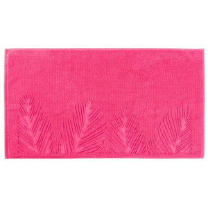 Drap de bain bouclette de coton brodé fresque jungle tropicale Jalapao fuchsia - Allsport