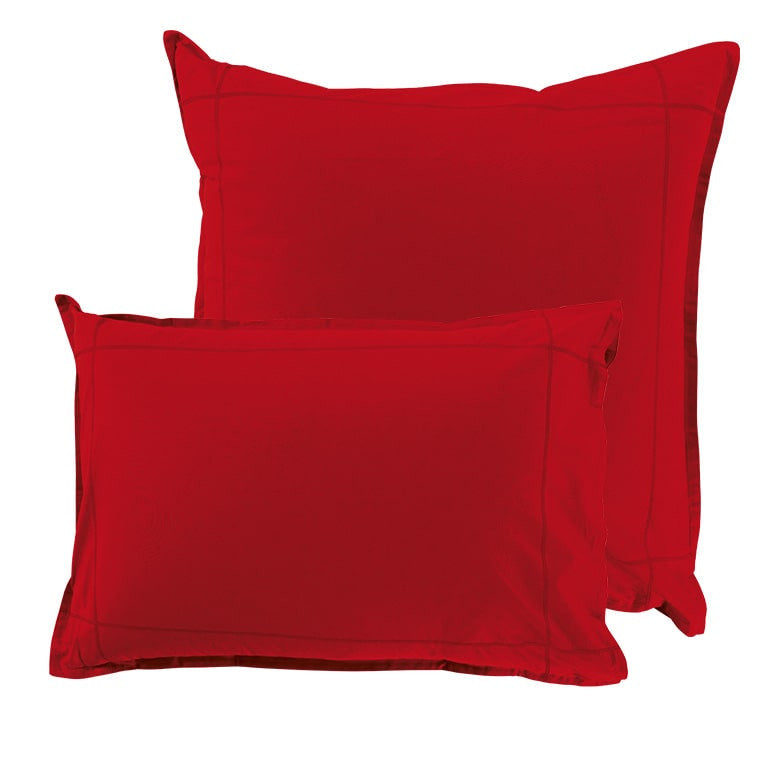 Taie d'oreiller rectangulaire en  percale de coton Neo rouge (50x70)
