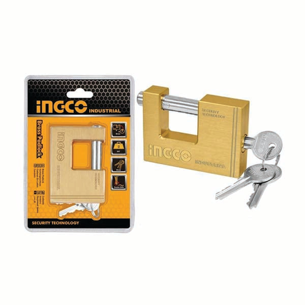 INGCO HEAVY DUTY BRASS BLOCK PADLOCK DBBPL0802 - Allsport