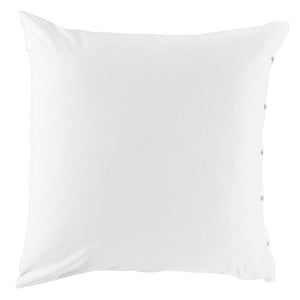 Taie d'oreiller carrée  en satin de coton lavé bio Quartz blanc (65x65)