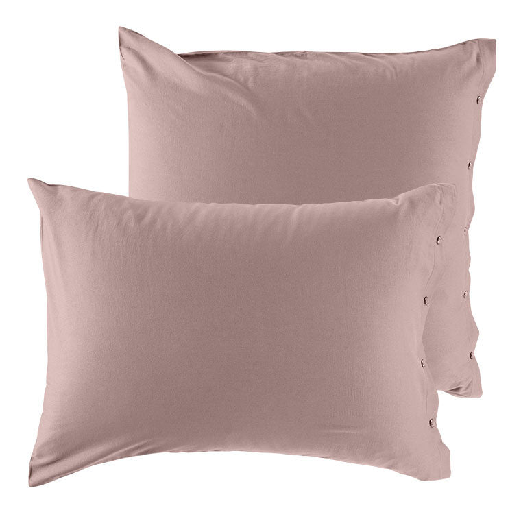 Taie d'oreiller rectangulaire en satin de coton lavé bio Quartz blush (50x70)