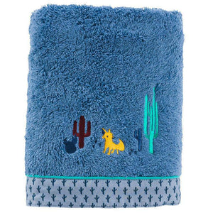 Serviette de toilette bouclette de coton brodée cactus West indigo - Allsport
